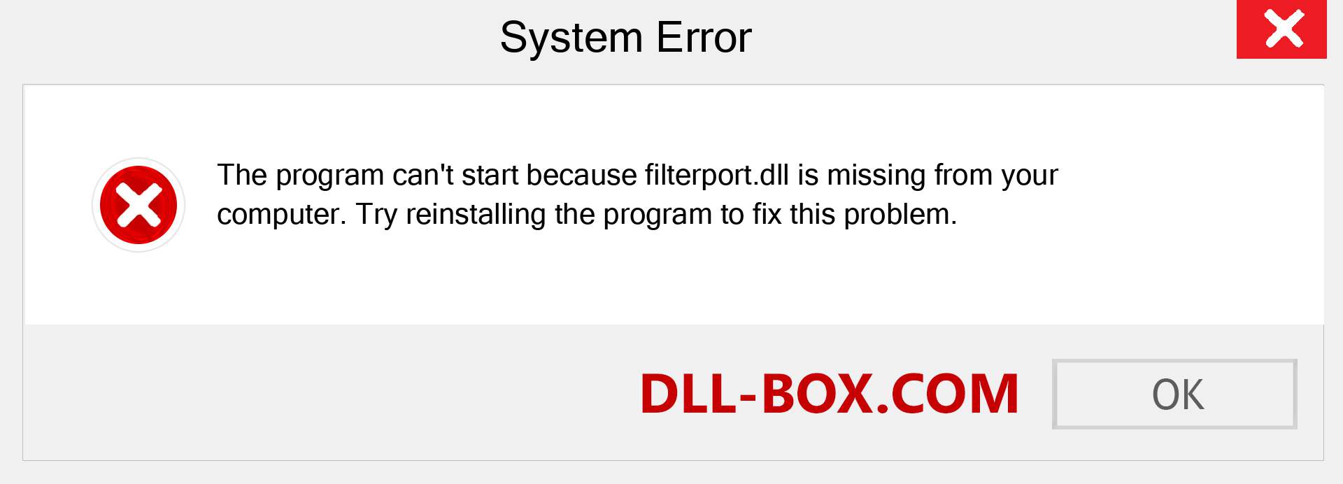  filterport.dll file is missing?. Download for Windows 7, 8, 10 - Fix  filterport dll Missing Error on Windows, photos, images